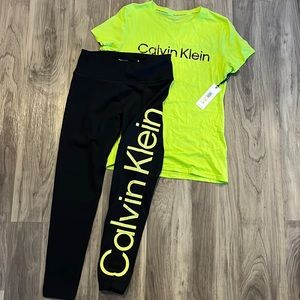 Brand new Calvin Klein performance set. Neon green